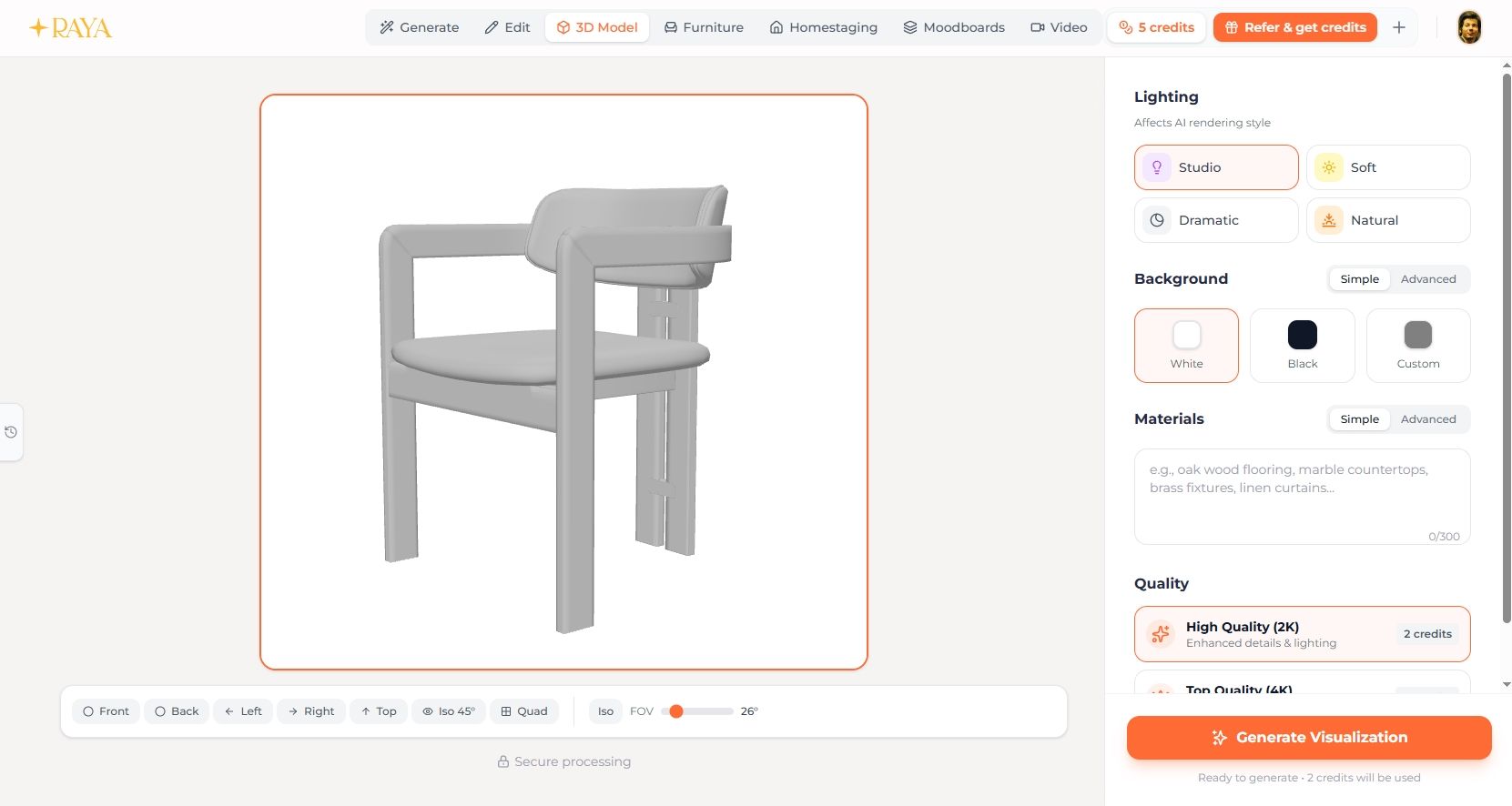 Wizualizacja AI z wykorzystaniem modelu 3d w narzędziu Raya