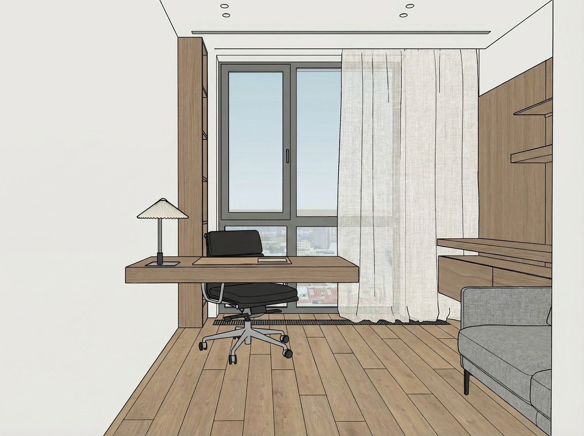 Grafika przedstawiajaca widok z programu sketchup przed renderingiem