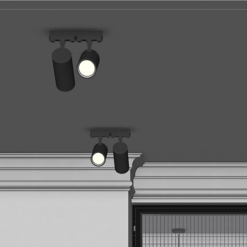 Widok lamp sufitowych w SketchUpie (bez widocznych obiektów V-Ray)