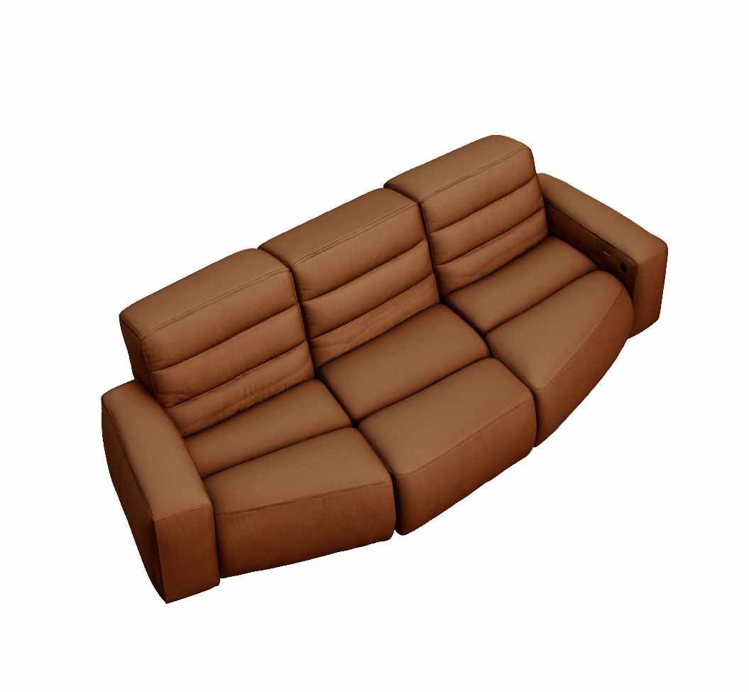 Modelo 3D del sofá con proporciones deformadas — asiento y brazos curvados