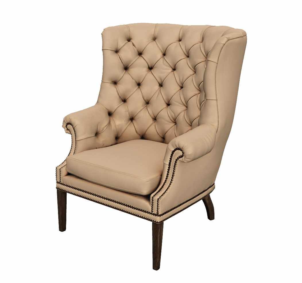 Modelo 3D del sillón orejero con proporciones conservadas, generado a partir de dos fotos