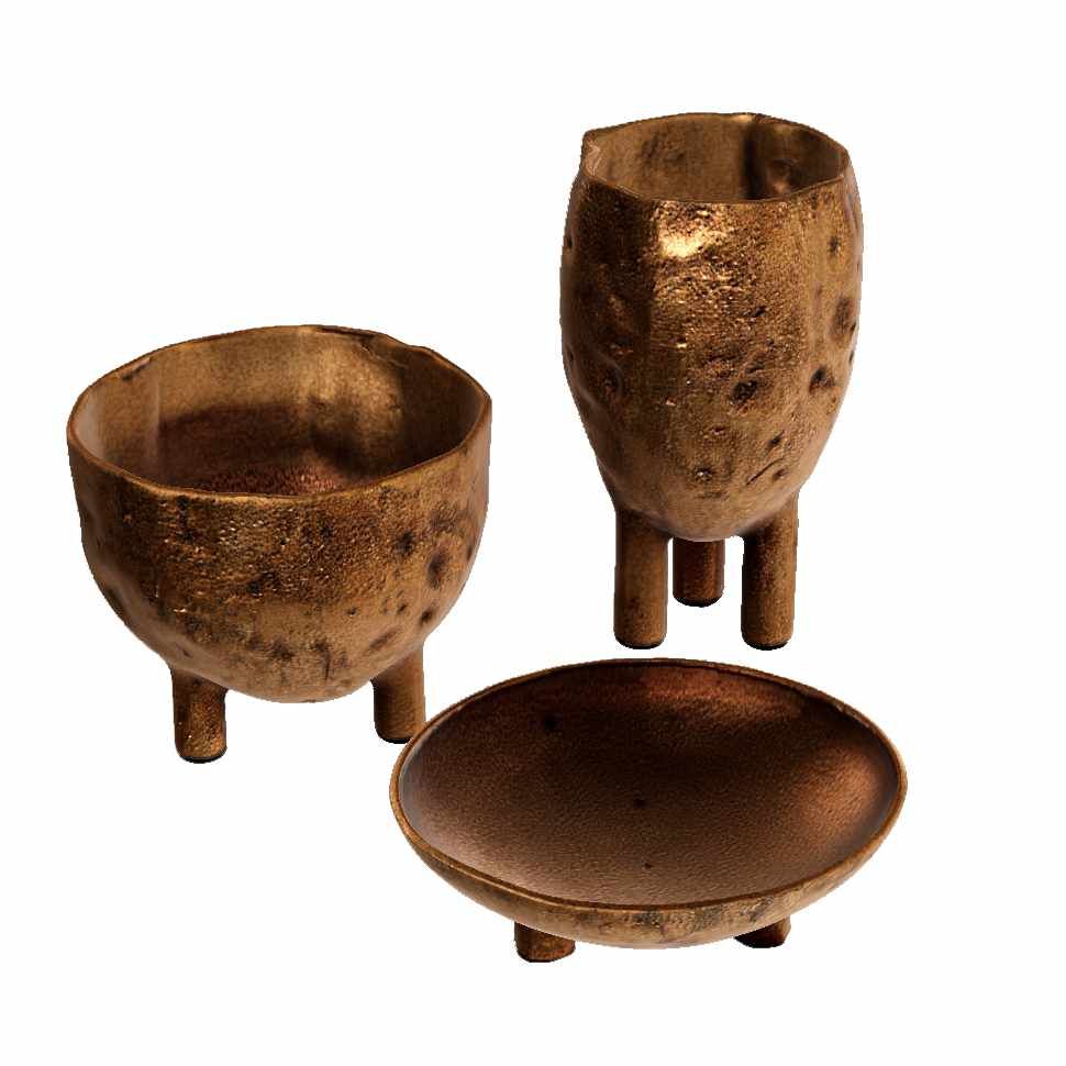 Modelo 3D de tres recipientes decorativos generado a partir de una sola foto